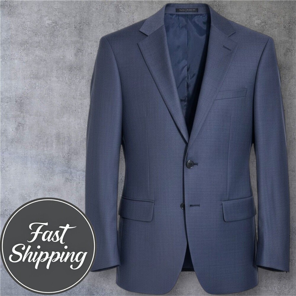 CALVIN KLEIN Mens 42S Extr Slim Fit Blazer Sport Coat Wool Blue 2-Button Jacket